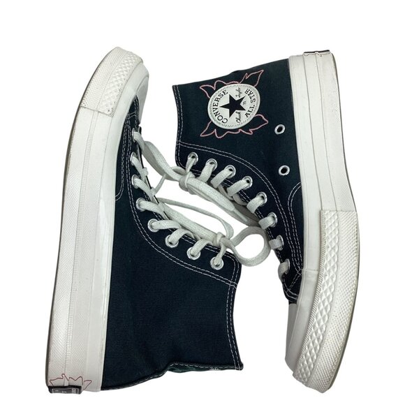 Converse All Star Floral Embroidered High Top Sneakers Womens 9 Black Canvas - Picture 5 of 14